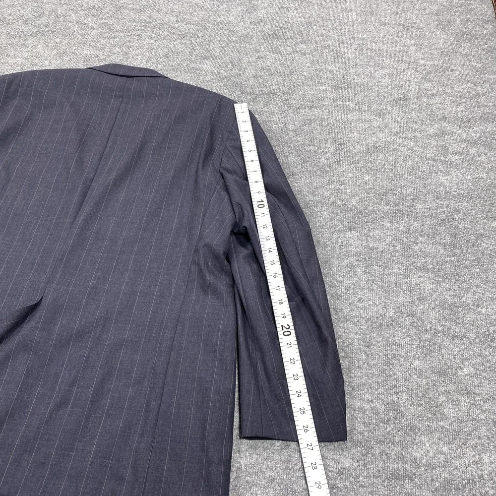 Vintage Chaps Ralph Lauren Suit Jacket Mens 48 Blue Striped Wool 2-Piece‎